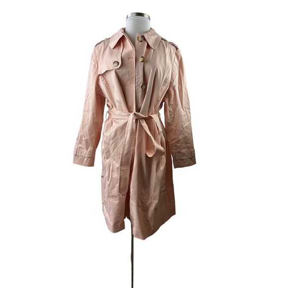 Talbots Polished Trench Coat Tie Belt Pink Women's Plus Size 3X - Picture 11 of 12